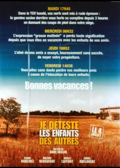 affiche du film JE DETESTE LES ANFANTS DES AUTRES