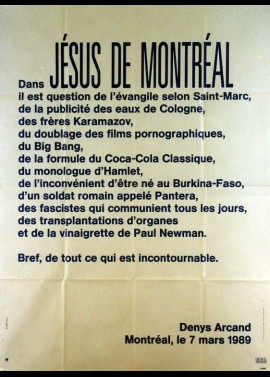 JESUS DE MONTREAL movie poster